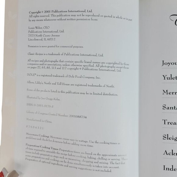 Christmas Classic Recipes Hardcover Photos In Color Publications Internat 2001 - Picture 3 of 11